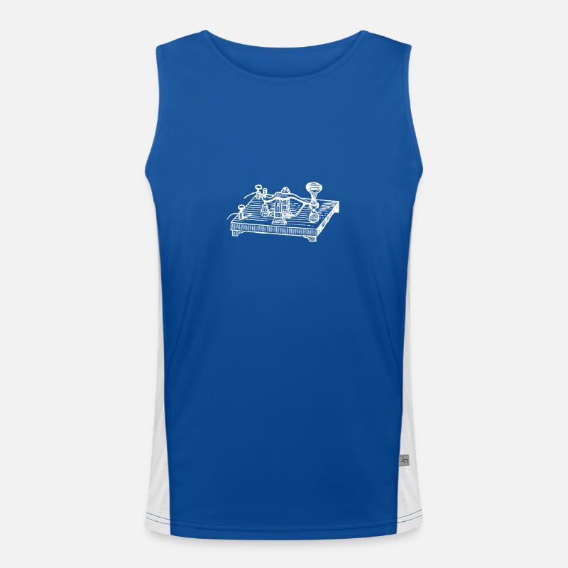 Vintage Morse Code Device, Retro Communication Men's Functional Contrast Tank Top 