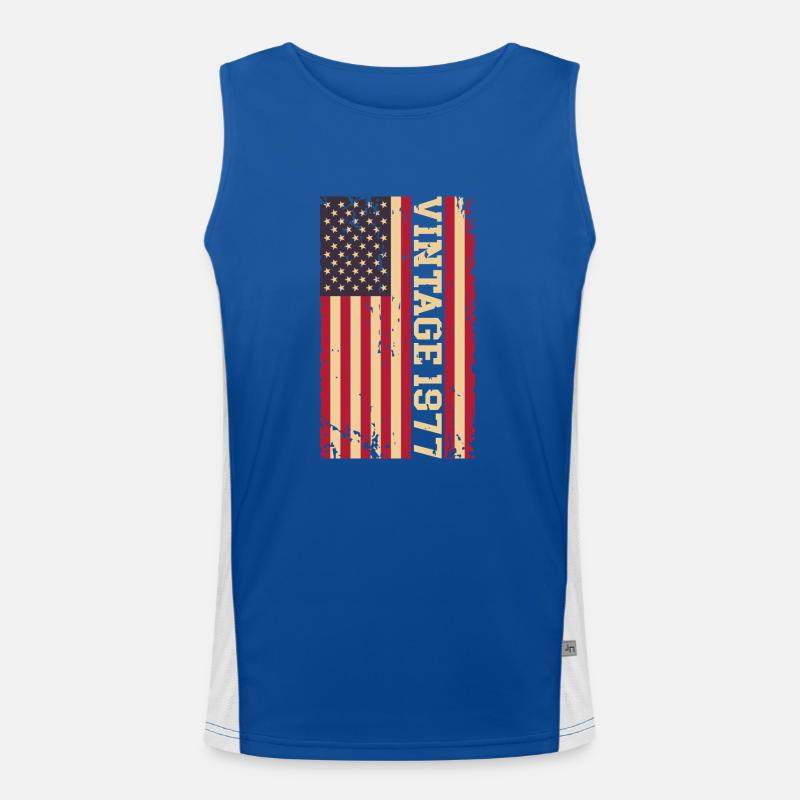 Vintage 1977 US Flagge Funktionelles Kontrast-Tank Top für Männer 