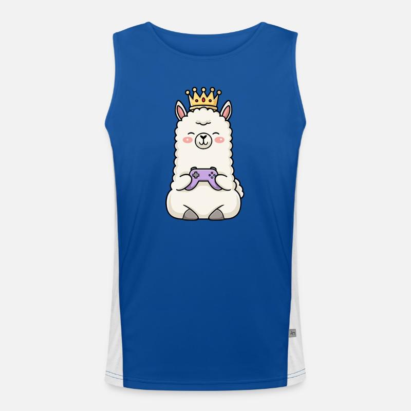 Crown Llama Gamen Controller - Men's Functional Contrast Tank Top  - royal/white