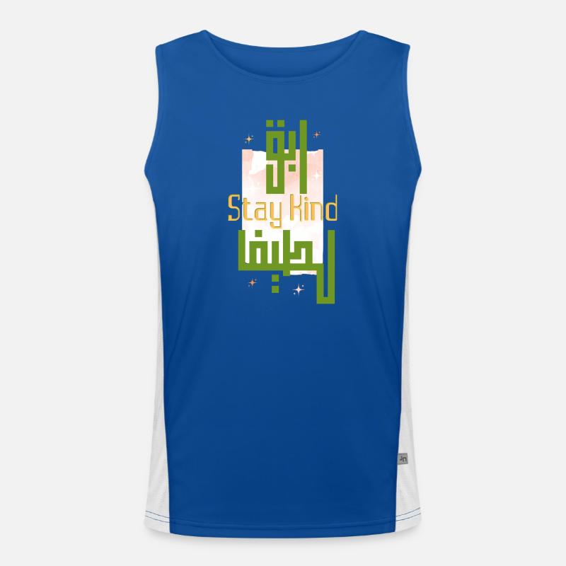 Bleib freundlich, moderne grüne Kalligraphie Funktionelles Kontrast-Tank Top für Männer 