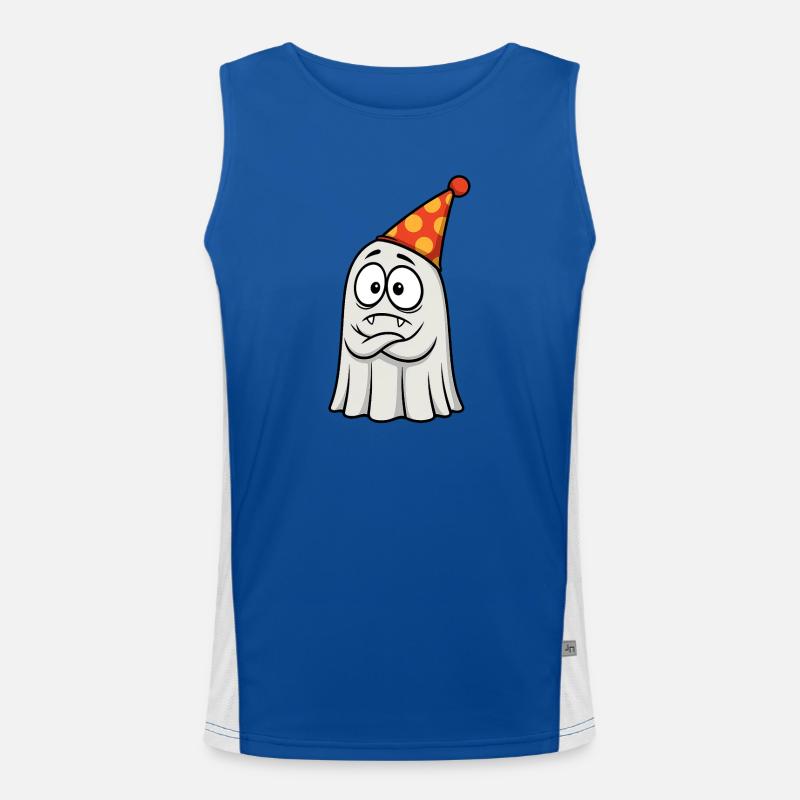 Grumpy Ghost with Party Hat - Men's Functional Contrast Tank Top  - royal/white