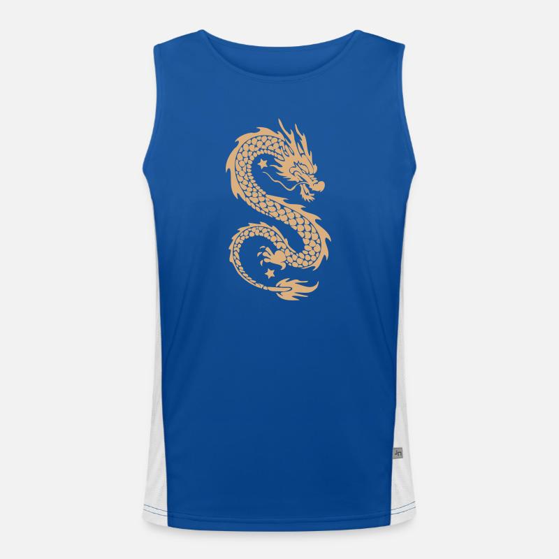 Silhouette dorée du Dragon Céleste Débardeur respirant contrasté Homme 