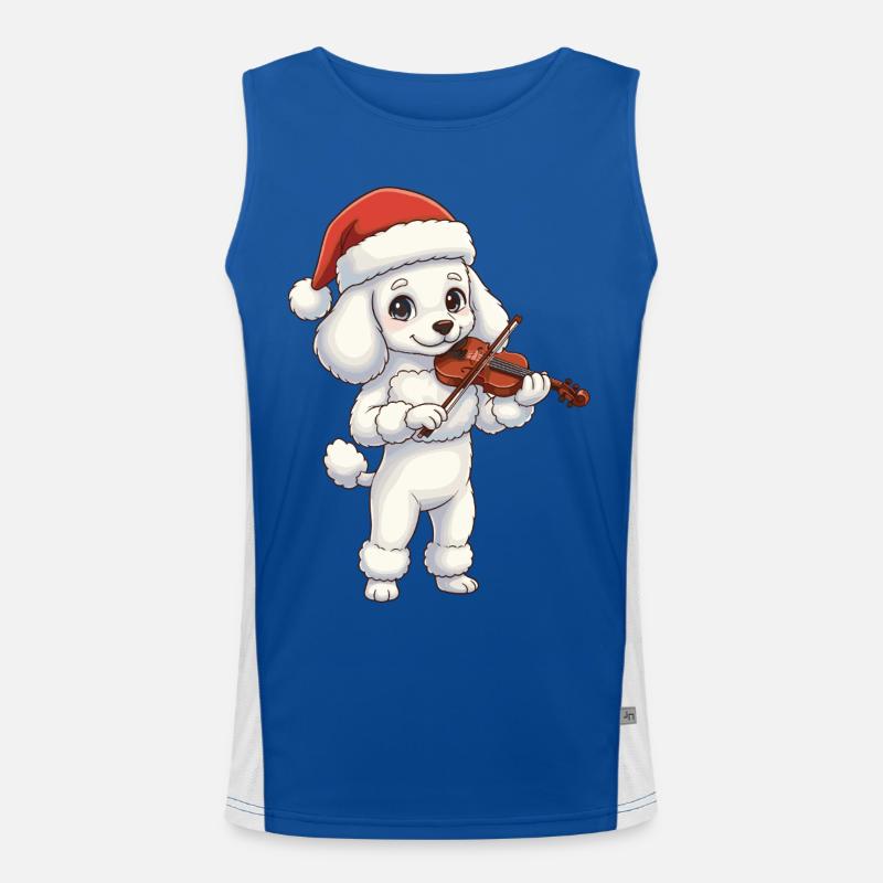 Caniche de Noël jouant du violon Débardeur respirant contrasté Homme 