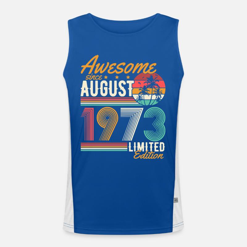 August 1973 Born Birthday Retro Men's Functional Contrast Tank Top 