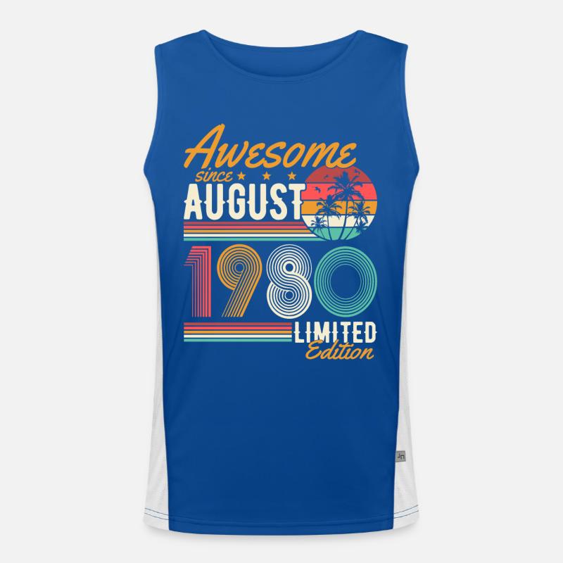 August 1980 Born Birthday Retro Men's Functional Contrast Tank Top 
