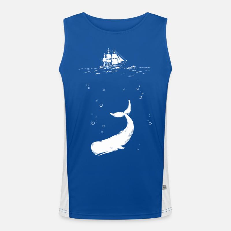 Moby Dick with ship Men's Functional Contrast Tank Top 