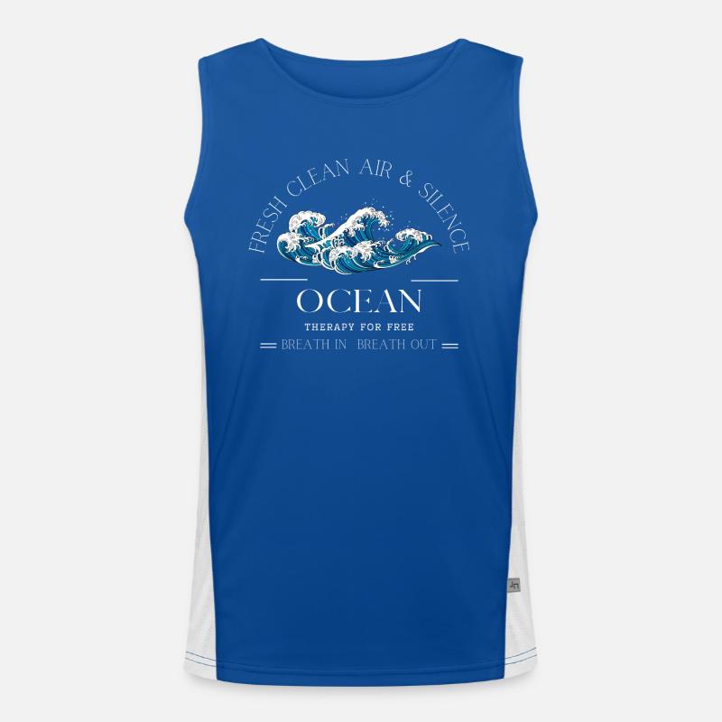 Ocean Waves Relaxation Gift - Men's Functional Contrast Tank Top  - royal/white