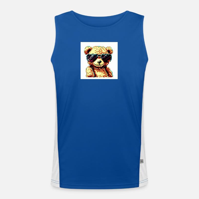 Pixelteddy-Potrait Funktionelles Kontrast-Tank Top für Männer 