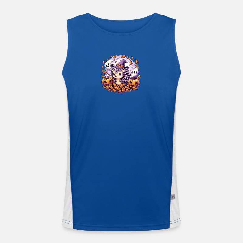Hedgehog Halloween Ghosts - Men's Functional Contrast Tank Top  - royal/white