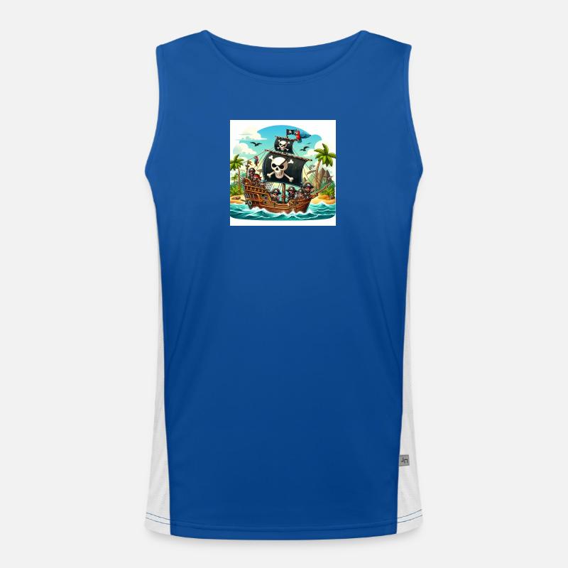 Pirate ship on the high seas Men's Functional Contrast Tank Top 