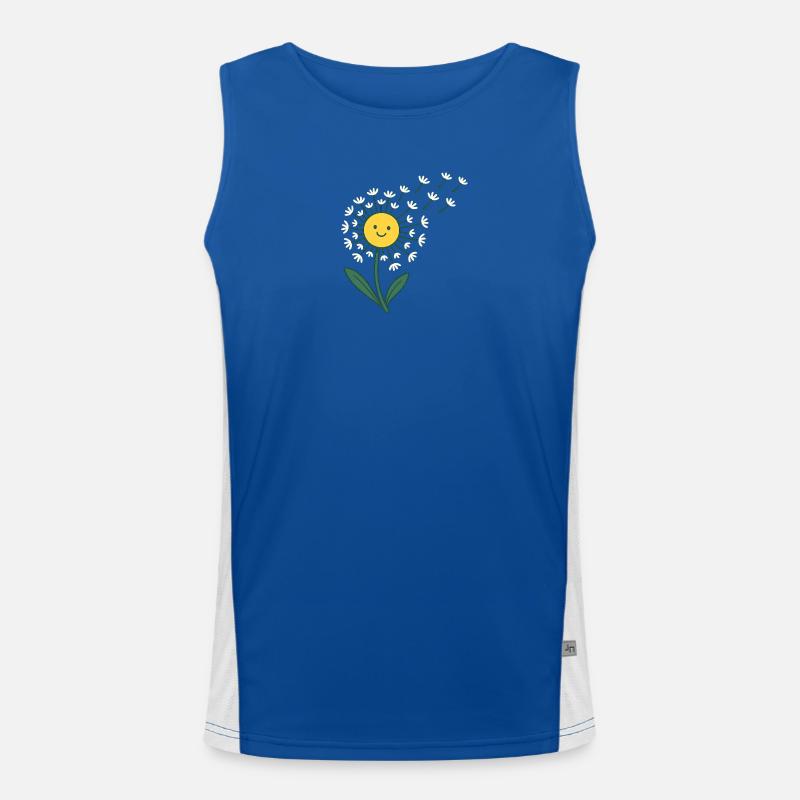 Soleil souriant avec des rayons de fleurs Débardeur respirant contrasté Homme 