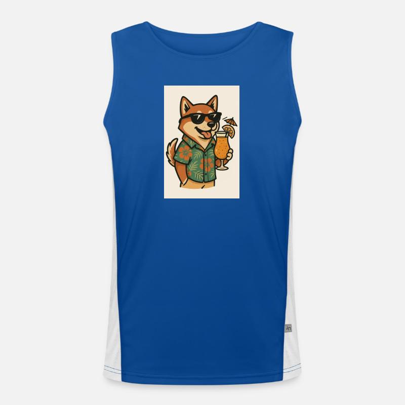 Hund mit Hawaii-Hemd und Cocktail Funktionelles Kontrast-Tank Top für Männer 