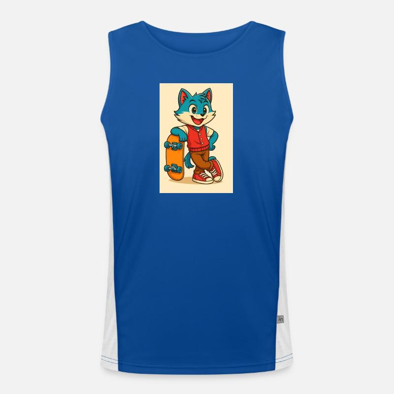 Scooter Fox mit Skateboard Funktionelles Kontrast-Tank Top für Männer 