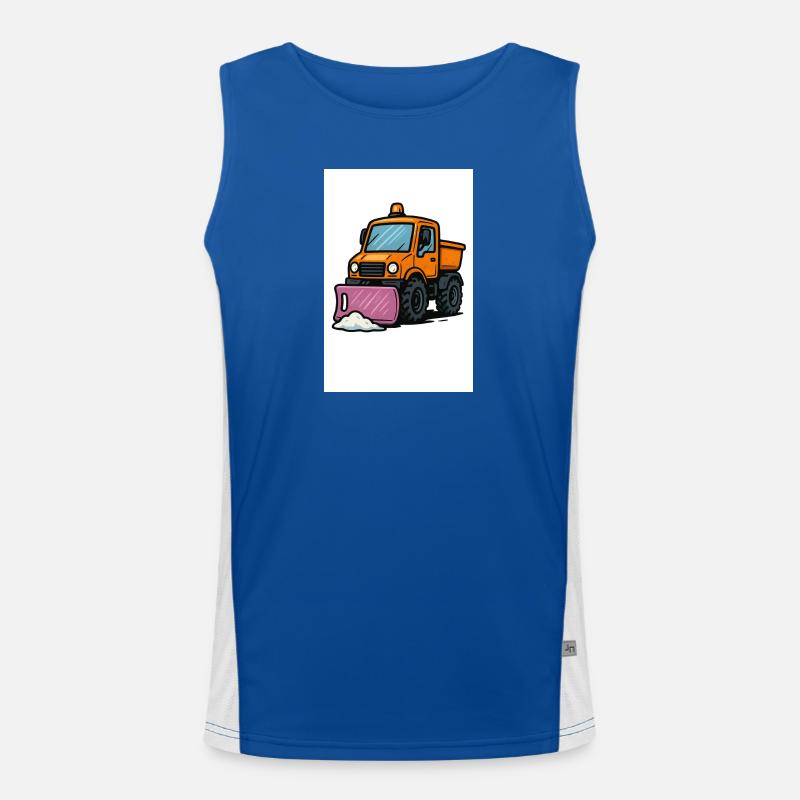 Small snow plough on construction site motif Men's Functional Contrast Tank Top 