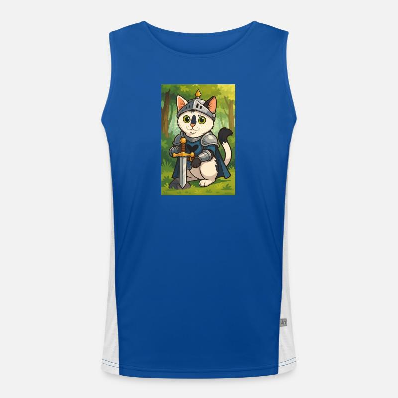 Katzenritter im Fantasy-Look Funktionelles Kontrast-Tank Top für Männer 