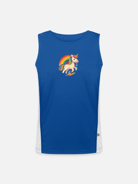 Rainbow Unicorn Dance - Men's Functional Contrast Tank Top  - royal/white