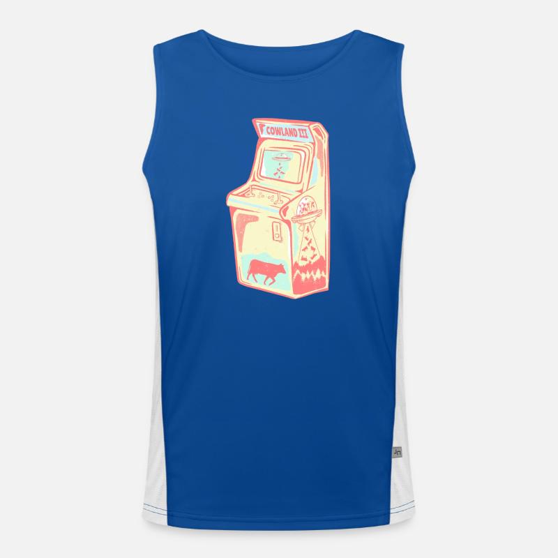 Retro Arcade Alien Kuh Funktionelles Kontrast-Tank Top für Männer 