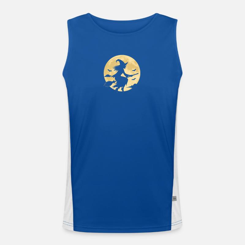 Moonlight Witch on Broom - Men's Functional Contrast Tank Top  - royal/white