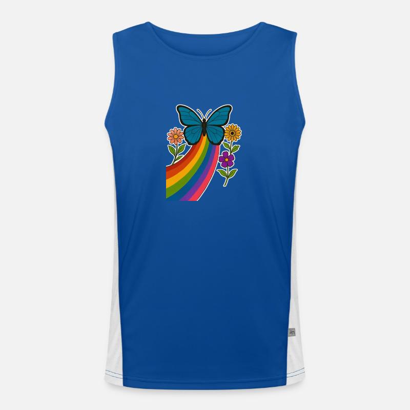 Rainbow Butterfly - Men's Functional Contrast Tank Top  - royal/white