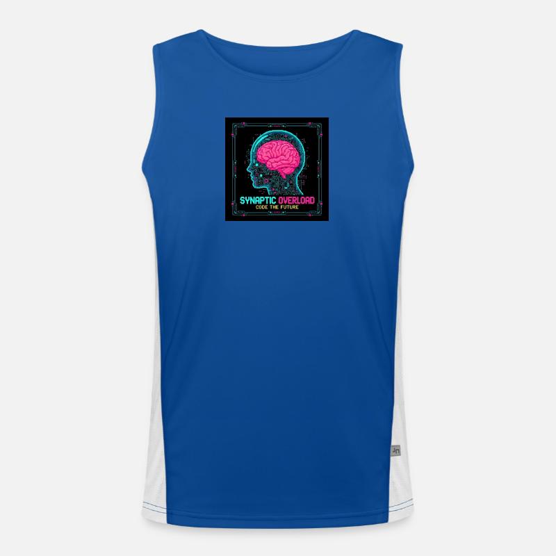 Synaptic Overload Neon Brain - Men's Functional Contrast Tank Top  - royal/white