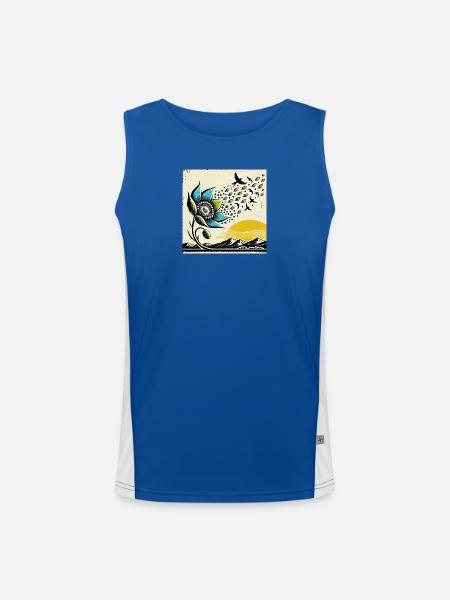 Migration des oiseaux - Débardeur respirant contrasté Homme  - bleu/blanc - Devant