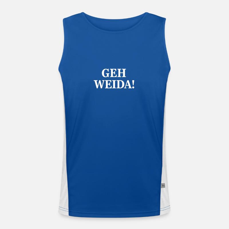 GEH WEIDA! – Starke Typo Statement Funktionelles Kontrast-Tank Top für Männer 