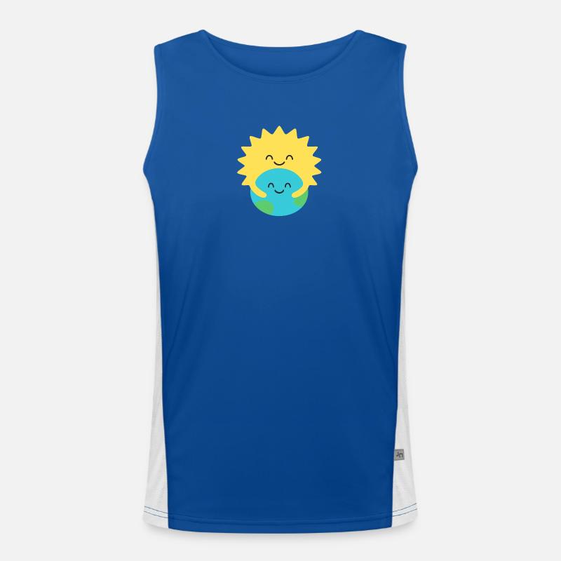 Umarmte Erde und Sonne Funktionelles Kontrast-Tank Top für Männer 