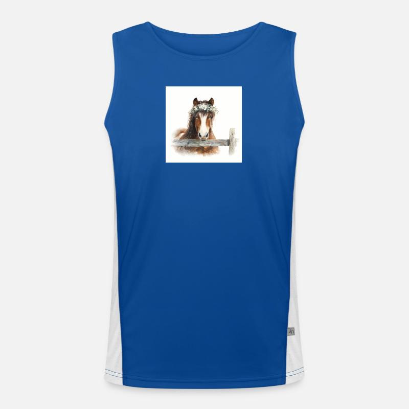 Floral Crowned Horse Men's Functional Contrast Tank Top 