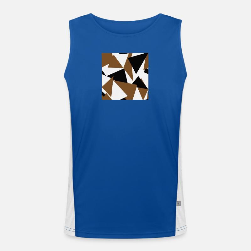 Brown Black Triangles Geometry - Men's Functional Contrast Tank Top - royal/white