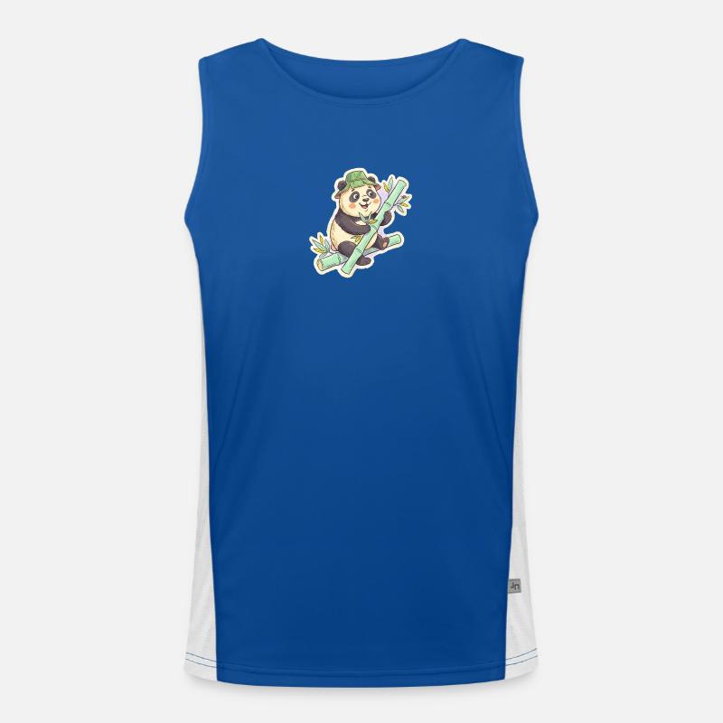 Panda on bamboo path - Men's Functional Contrast Tank Top  - royal/white