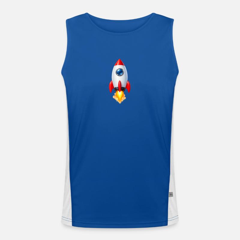 Fröhliche Rakete Retro-Design Funktionelles Kontrast-Tank Top für Männer 