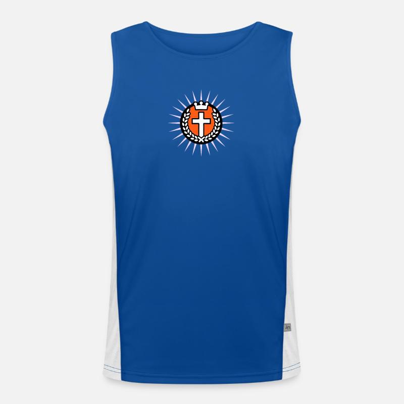 Cross in the light with crown - Men's Functional Contrast Tank Top - royal/white