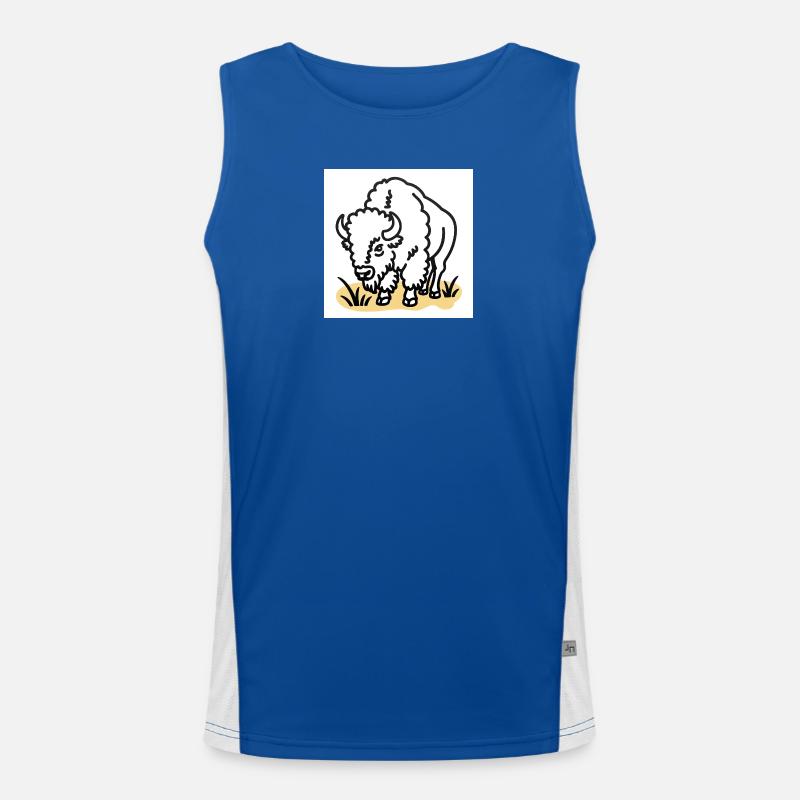 Bisons sur herbe jaune - Débardeur respirant contrasté Homme - bleu/blanc