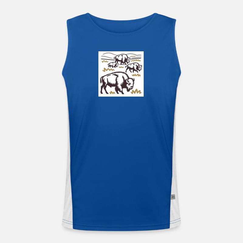 Bisonherde auf der Steppe Funktionelles Kontrast-Tank Top für Männer 