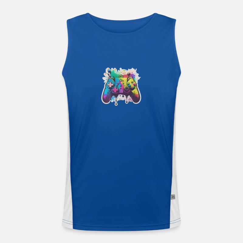 Gaming Controller Rainbow Splash Men's Functional Contrast Tank Top 