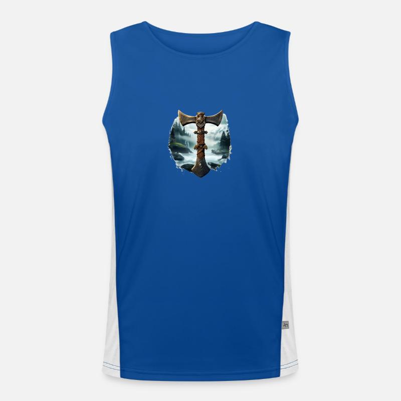 Wikinger Axt Nordisch Valhalla Funktionelles Kontrast-Tank Top für Männer 
