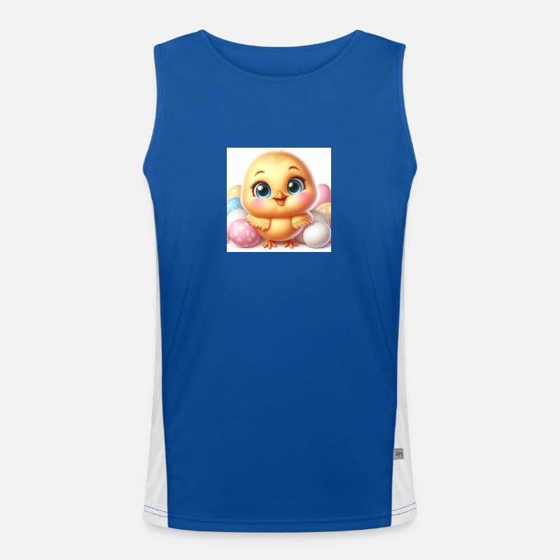 Sweet Chick The Chick with Colored Easter Eggs Men's Functional Contrast Tank Top 