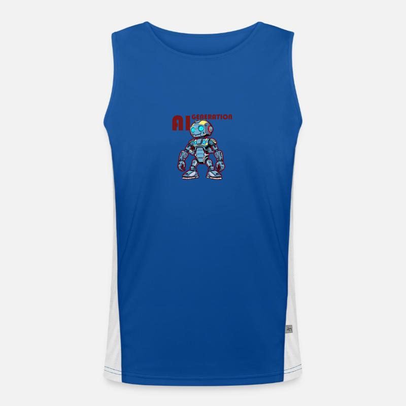 AI-GENERATION – Futuristic Robot Comic Style Funktionelles Kontrast-Tank Top für Männer 