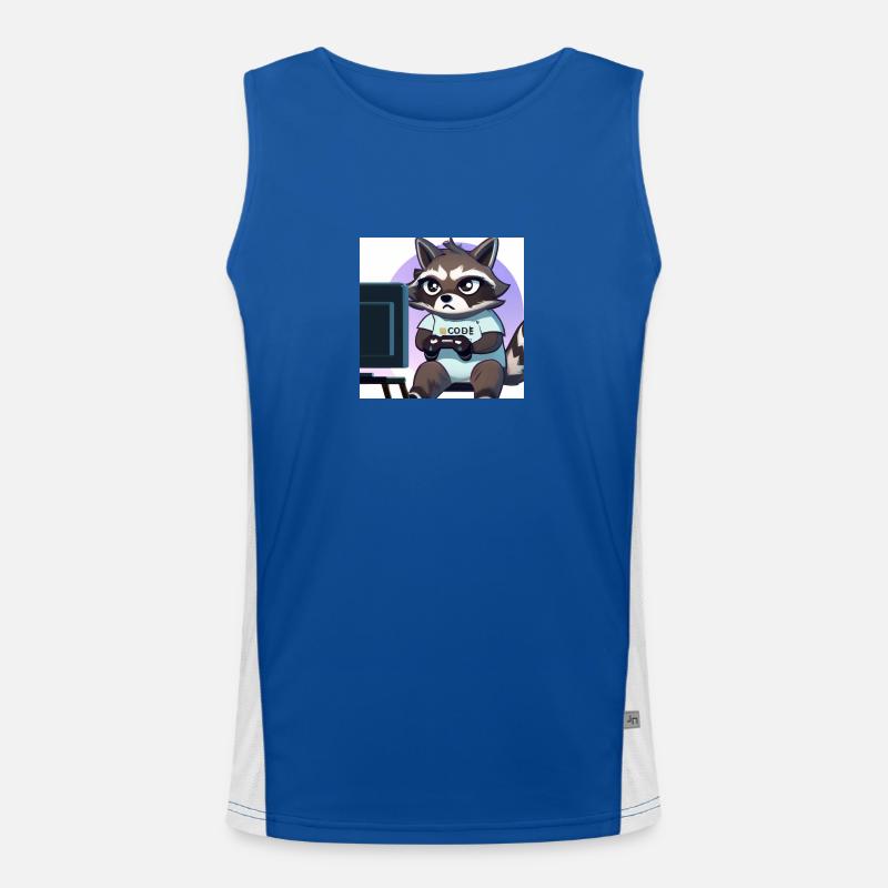 Racoon Playing Computer Games Men's Functional Contrast Tank Top 