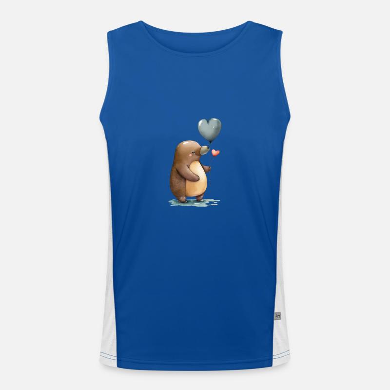 Schnabeltier Aquarell Herz Funktionelles Kontrast-Tank Top für Männer 