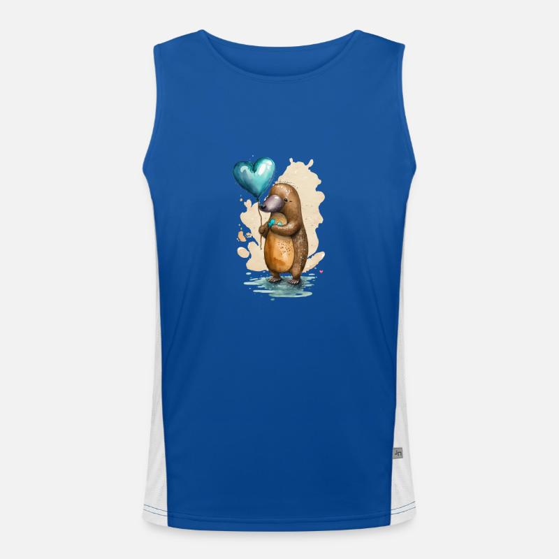 Schnabeltier Herz Aquarell Funktionelles Kontrast-Tank Top für Männer 