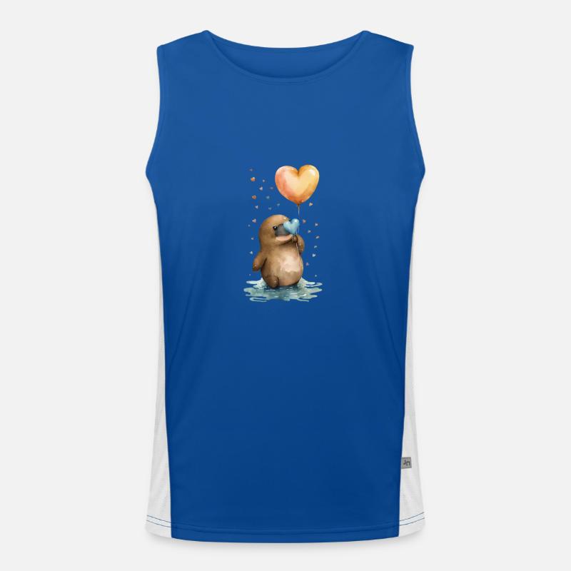 Schnabeltier Aquarell Herz Funktionelles Kontrast-Tank Top für Männer 