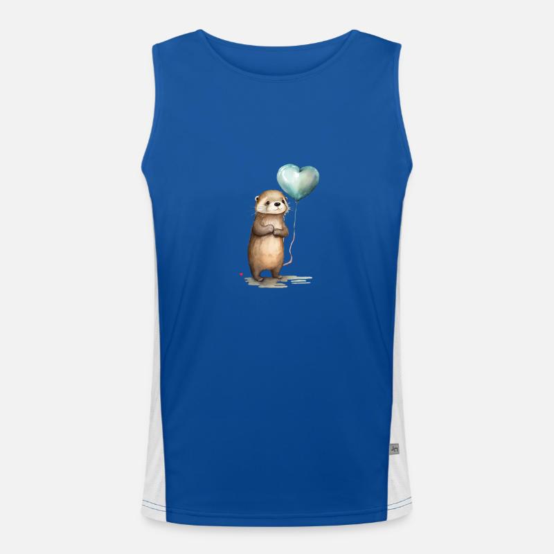 Otter Herz Aquarell Funktionelles Kontrast-Tank Top für Männer 