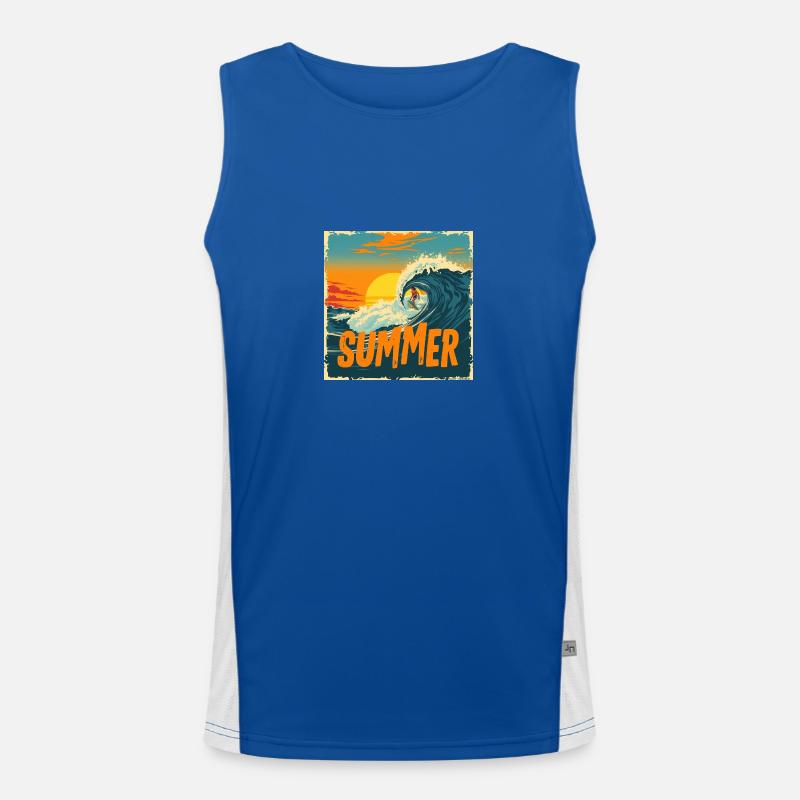 Summer Surf – Retro Wave Ride! Funktionelles Kontrast-Tank Top für Männer 