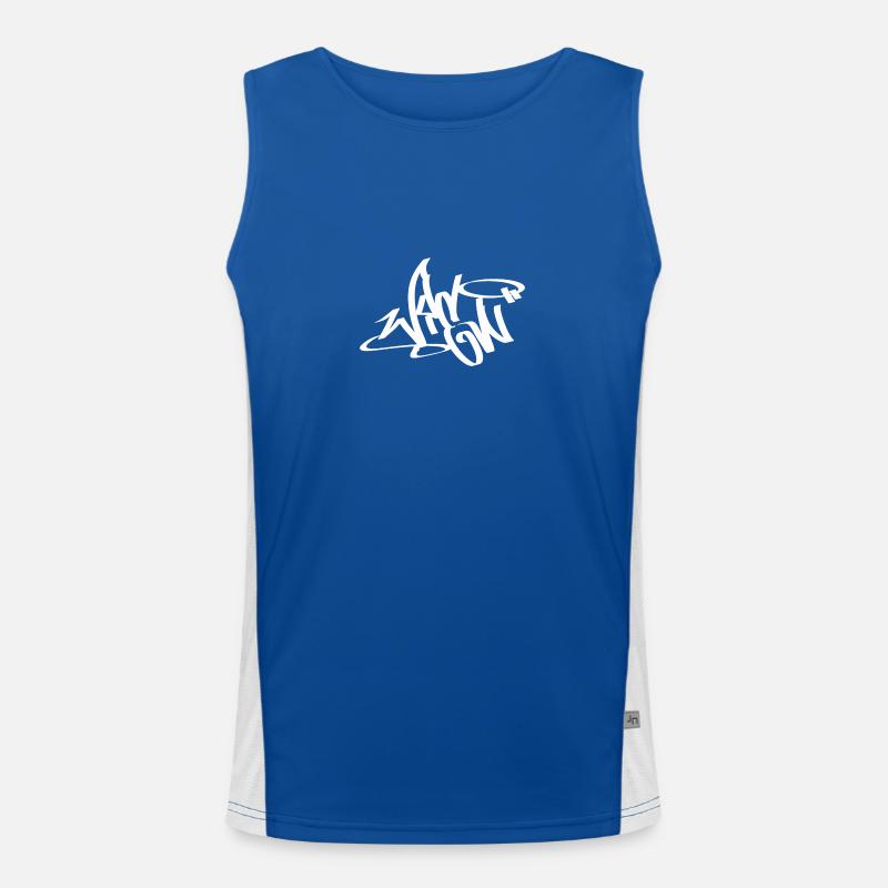 Wien Graffiti Tag Handstyle 1 white Funktionelles Kontrast-Tank Top für Männer 