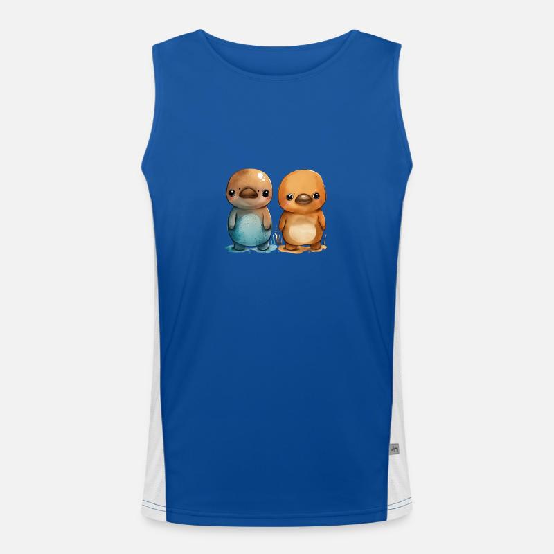 Schnabeltier Paar Aquarell Funktionelles Kontrast-Tank Top für Männer 