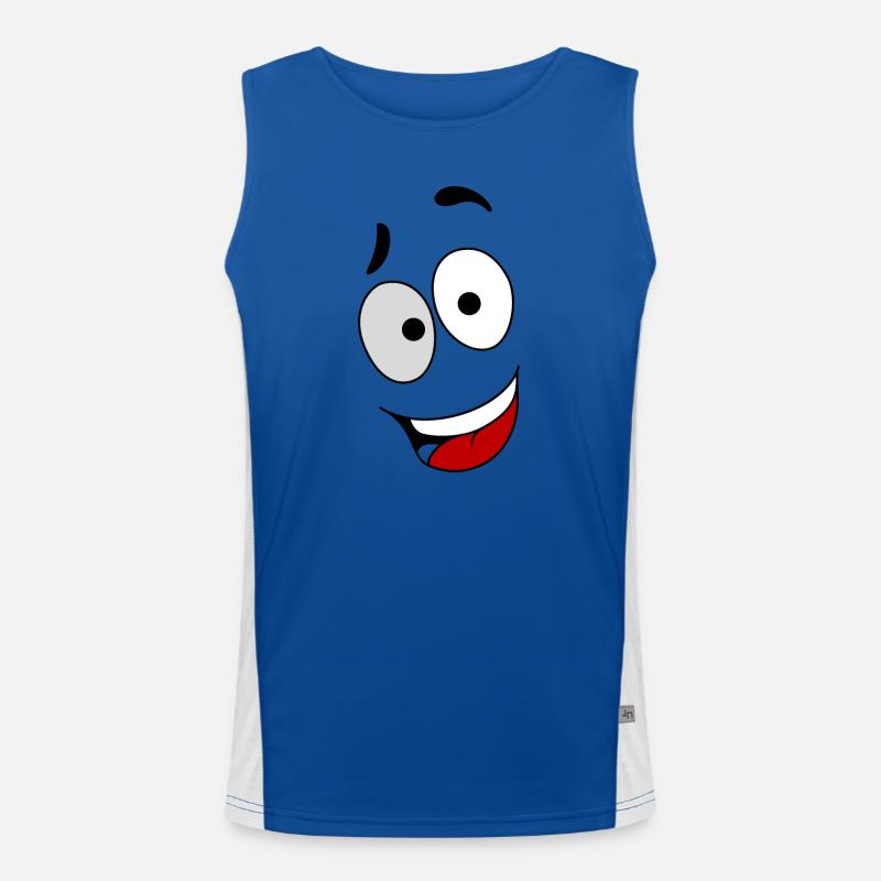 - Cartoon. Ein glückliches Gesicht, das den Fischfang !!! Funktionelles Kontrast-Tank Top für Männer 
