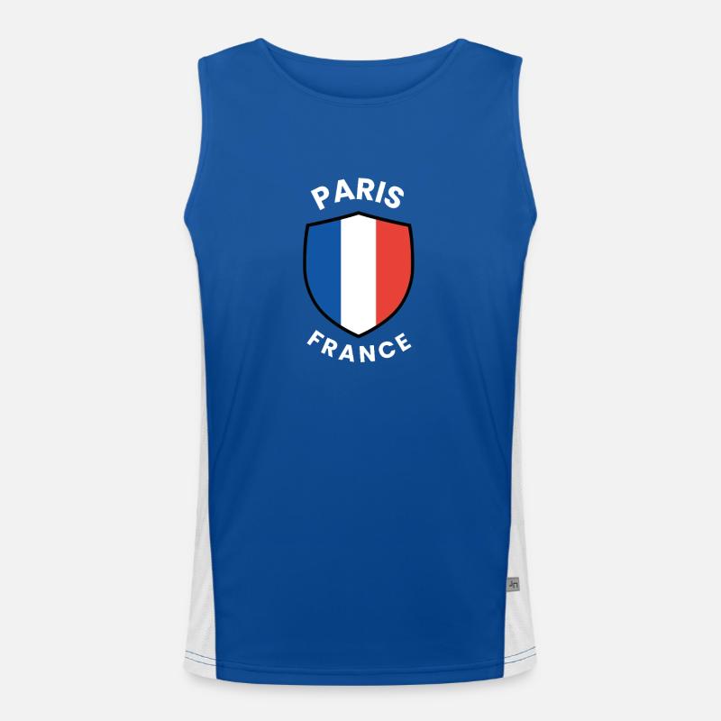 Paris Flag Shield Emblem - Men's Functional Contrast Tank Top  - royal/white