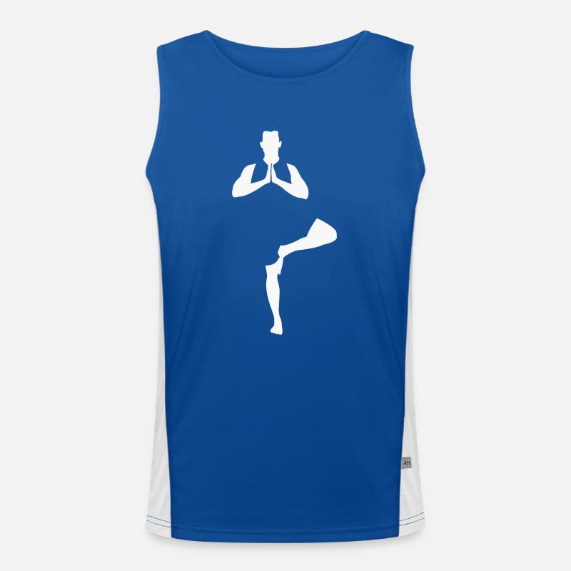 Yoga Tree Pose, white Men's Functional Contrast Tank Top 