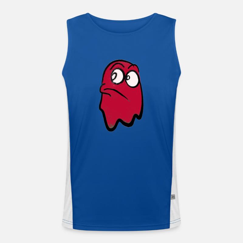 Funny grim-looking ghost in red Men's Functional Contrast Tank Top 